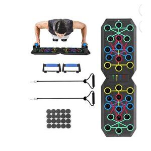 Foldable 12-In-1 Push Up Board W/ Handles & Resistance Bands Full Body Training
